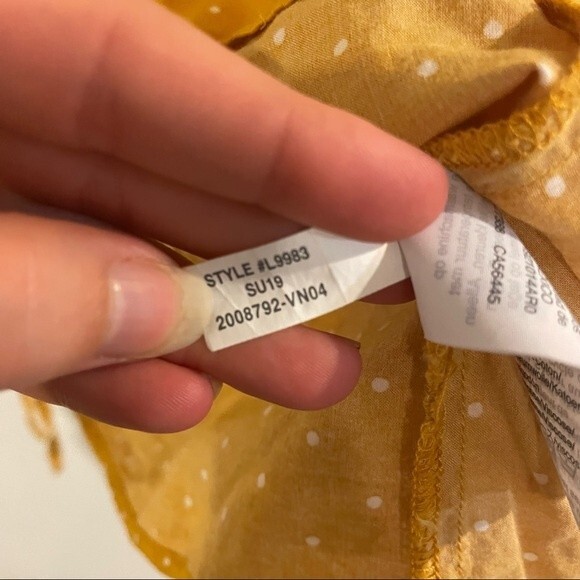 MADEWELL blouse womens yellow Side-Tie Ruffle Peplum Top in Polka Dot small - Picture 9 of 10